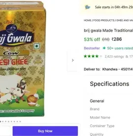 1ltr pure cow ghee 286