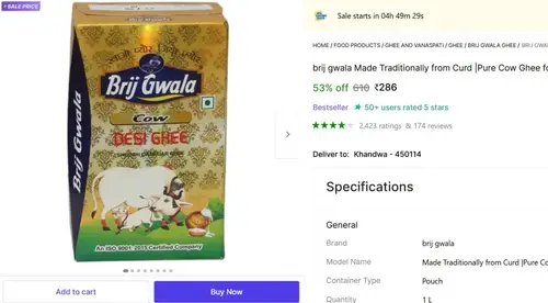 1ltr pure cow ghee 286