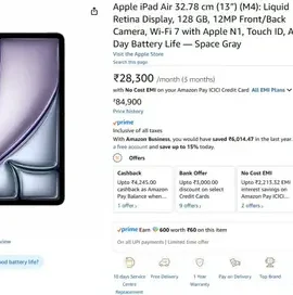 apple ipad air 3278 cm 13 m4 81990 using card