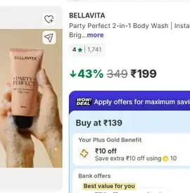 bellavita instant tan removal bodywash 200ml 199