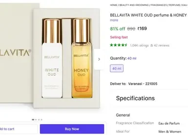 Bellavita Perfume Pack Of 2 @ ₹169 3 bellavita perfume pack of 2 169