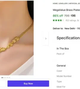 brass plated brass necklace 96