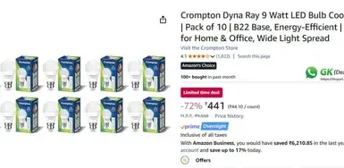 crompton 9w led bulb pack of 10 441