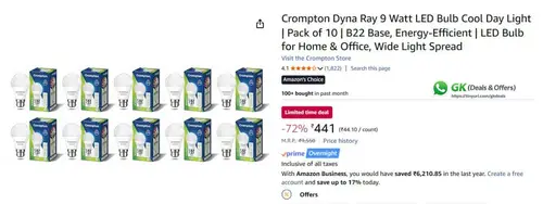 crompton 9w led bulb pack of 10 441