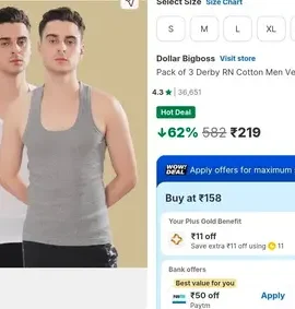 dollar bigboss vest 3pcs at 219