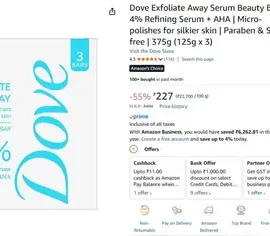dove exfoliate away serum beauty bar 125g x 3 224