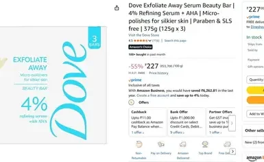 dove exfoliate away serum beauty bar 125g x 3 224