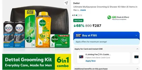 flipkart dettol grooming kit at 287