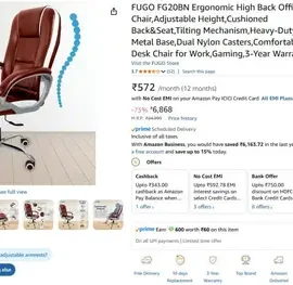 fugo fg20bn ergonomic high back office chair 6868