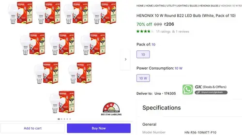 henonix 10w bulb pack of 10 206