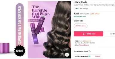 hilary rhoda super hold hair spray 420ml 201