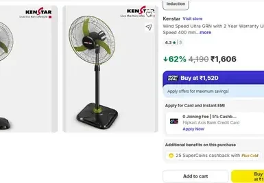 kenstar 400 mm pedestal fan 1606
