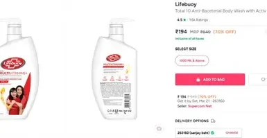Lifebuoy Body Wash, 1 L @194. 2 lifebuoy body wash 1 l 194