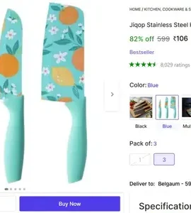 loot stainless steel knife set pack of 3 106