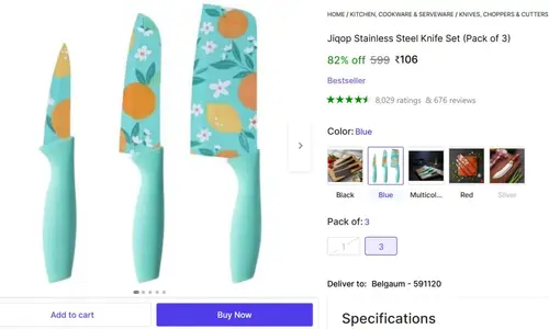 loot stainless steel knife set pack of 3 106