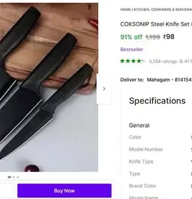 loot steel knife set pack of 3 98