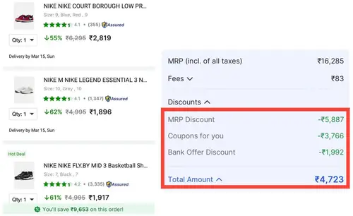 loot upto 60 off on nike shoes exta 20 off extra 13 off on prepaid payment