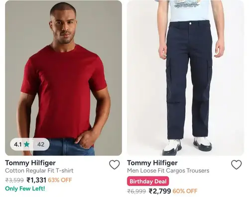 myntra 50 63 off on tommy hilfiger clothing premium brand
