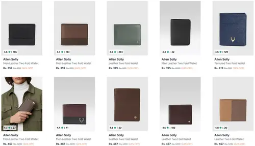 myntra allen solly wallets starts 359