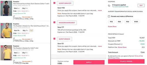 myntra loot get 200 off extra upto 15 off on clothing