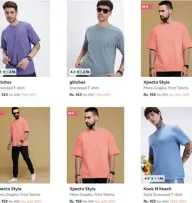 myntra oversized t shirt starts 142