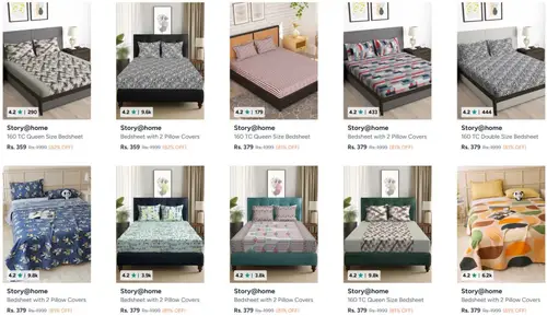 myntra premium double bedsheets starts 359