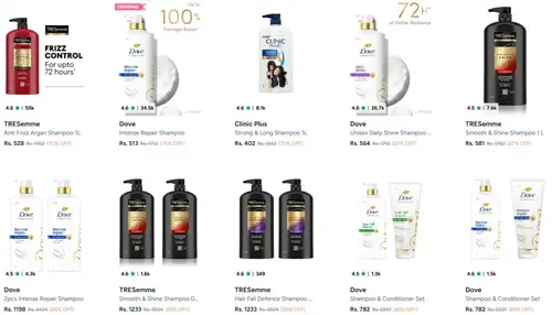 myntra upto 70 off on branded shampoo