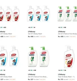 myntra upto 75 off on lifebuoy body wash