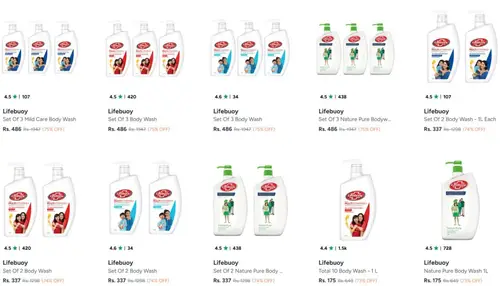 myntra upto 75 off on lifebuoy body wash