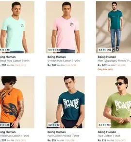 myntra upto 78 off on being human clothing