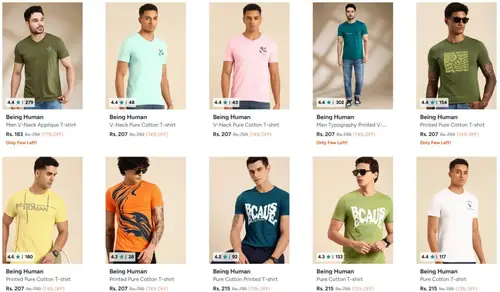 myntra upto 78 off on being human clothing