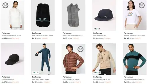 myntra upto 80 off on performax clothing
