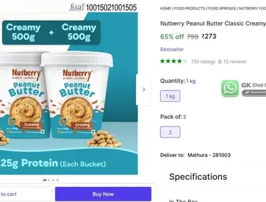 nutberry peanut butter 1kg at 273