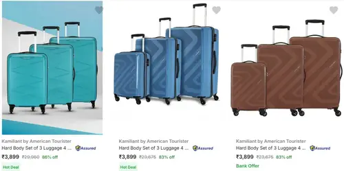 pack of 3 american tourister suitcases 3899 card discount