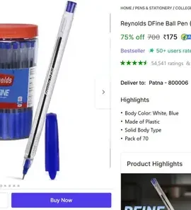 pack of 70 reynolds ball pens 175