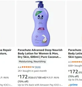 parachute body lotion 600ml at 172