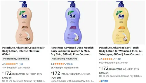 parachute body lotion 600ml at 172