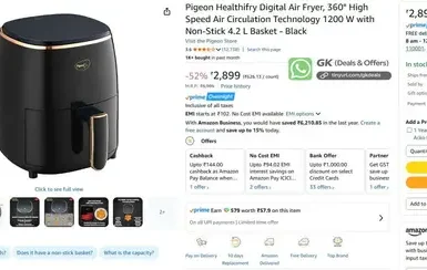 pigeon healthifry air fryer 42 l 2899