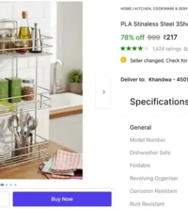 stinaless steel 3 shelf rack 217