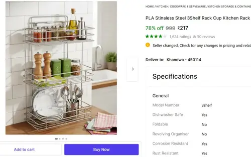 stinaless steel 3 shelf rack 217