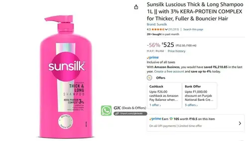 sunsilk shampoo 1l at 525