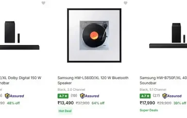 upto 64 off on samsung soundbars speakers
