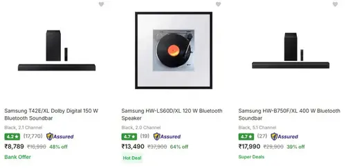 upto 64 off on samsung soundbars speakers