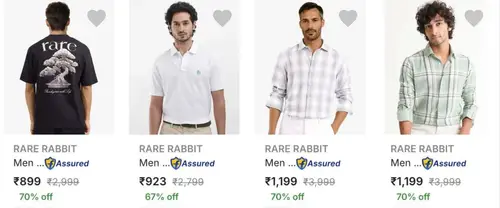 upto 70 off on rare rabbit mens clothing