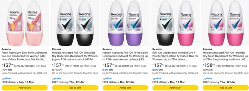 upto 70 off on rexona underarm roll on