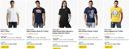 upto 80 off on pepe jeans clothing