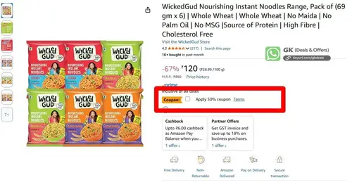 wickedgud instant noodles 69 gm x 6 60