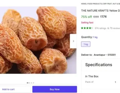 Yellow Dry Dates 1kg @ ₹174 4 yellow dry dates 1kg 174